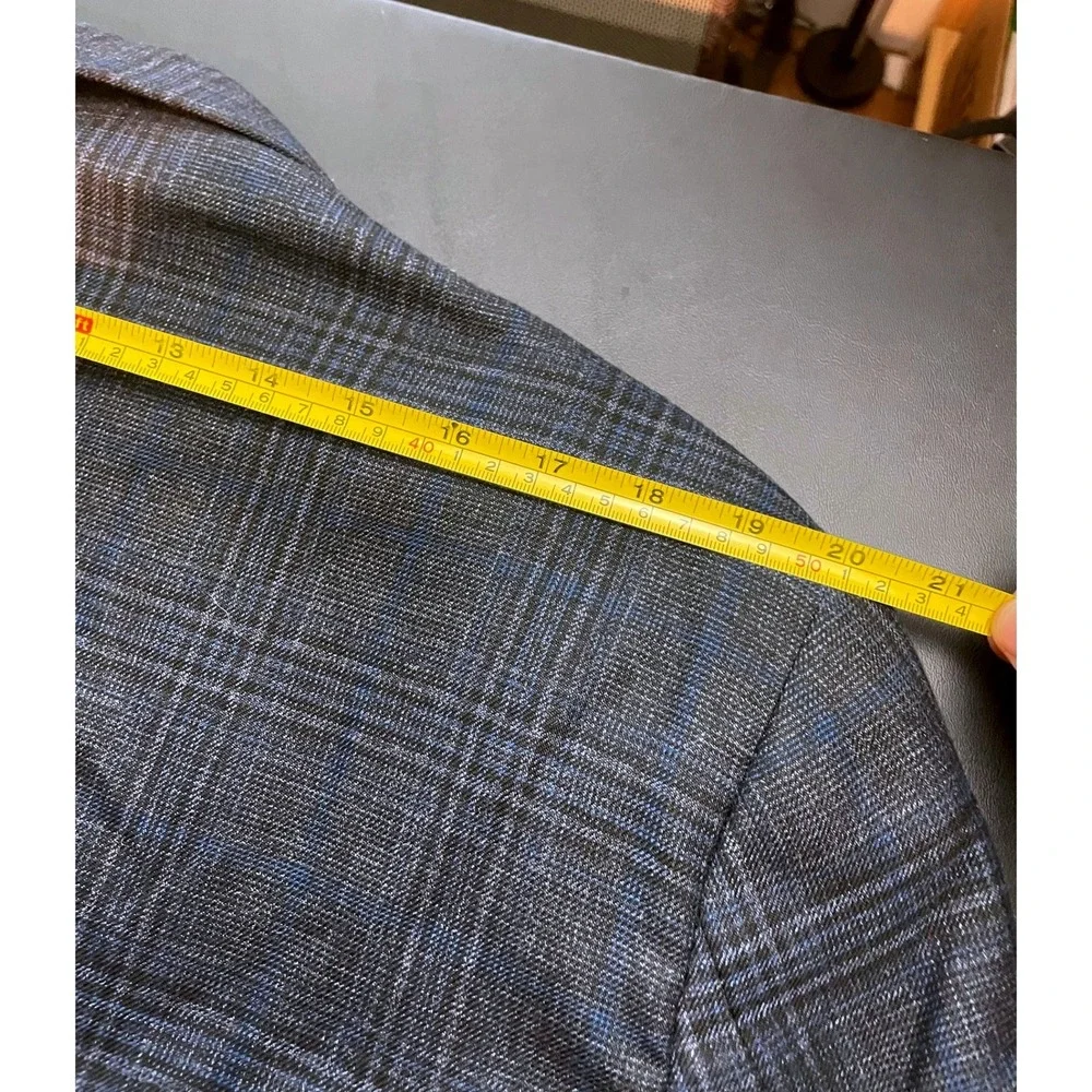Sonneti Uomo Blazer Mens 48R Blue Gray Plaid Pockets sown